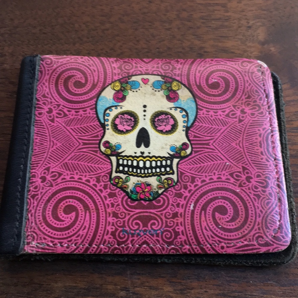 Leather Skull Design Bifold Wallet